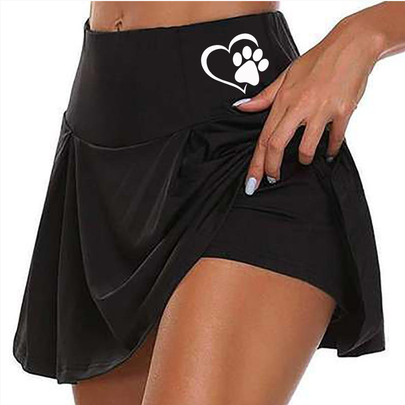 6 Colors Women's  Solid Color Running Skirt with Double-Layer Tennis Golf Sports Workout Shorts Gym Skirt S-5XL