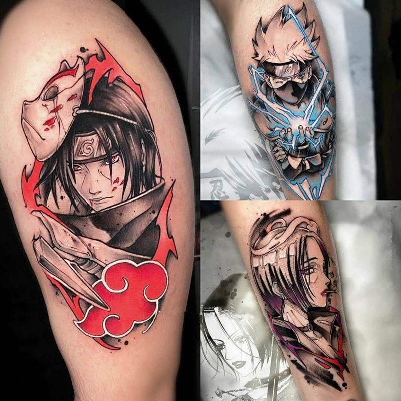 Naruto Sasuke Cosplay Anime Cartoon Logo Props Waterproof Animation Cartoon Logo Temporary Tattoo Stickers Art Fake Tattoo