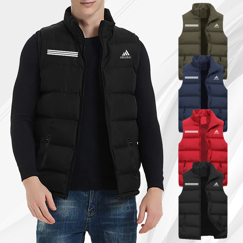 Men  Print Vest Jacket Sleeveless Male Cotton Filling Coats Ultra Thin Warm Lightweight Man  Waistcoat Plus Size 5XL