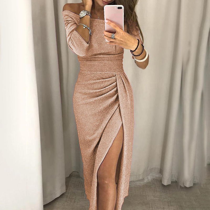 Spring Summer Women Clothes  Elegant Long Dress Sexy Club Dress Evening Party Women Dresses Off Shoulder High Waist Vestido
