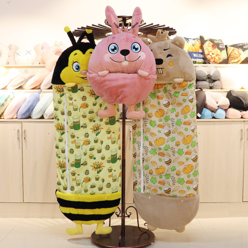 Cartoon Animal Children Sleeping Bag Kids Rabbit Fur Sleep Sack  Girls Plush Doll Pillow Lazy Sleepsacks For Birthday Gift