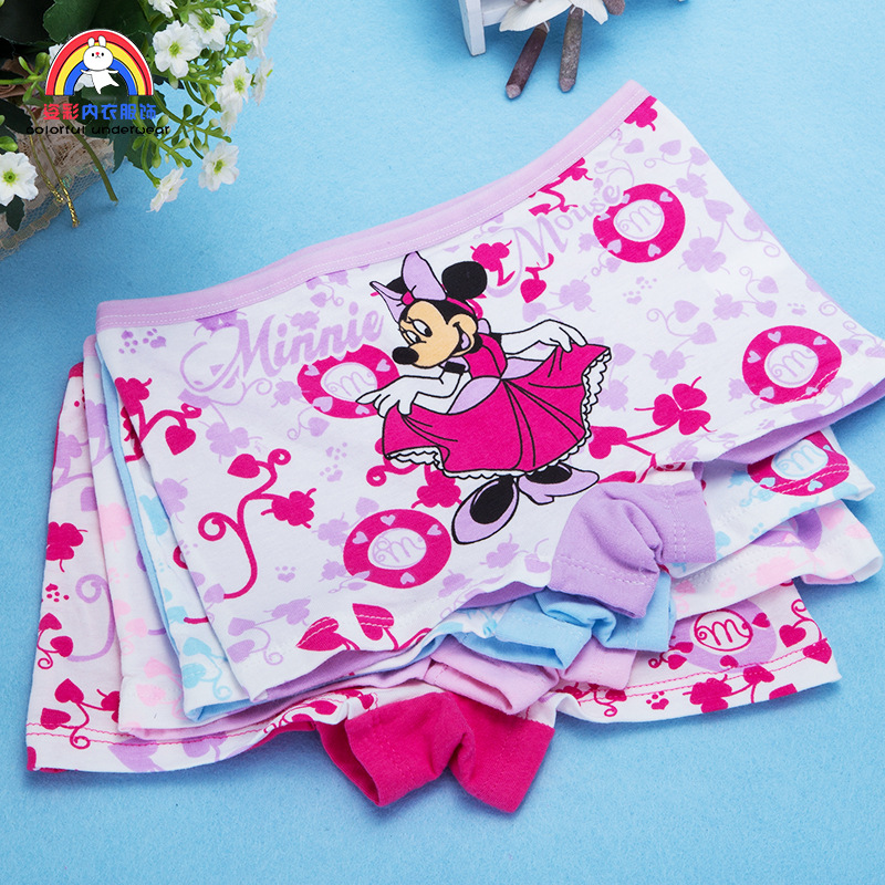 4pcs/Lot Girl Underwear Cute Printing Briefs Baby Kids Underpants  Cute Floral Children Underpants Size 3-11T