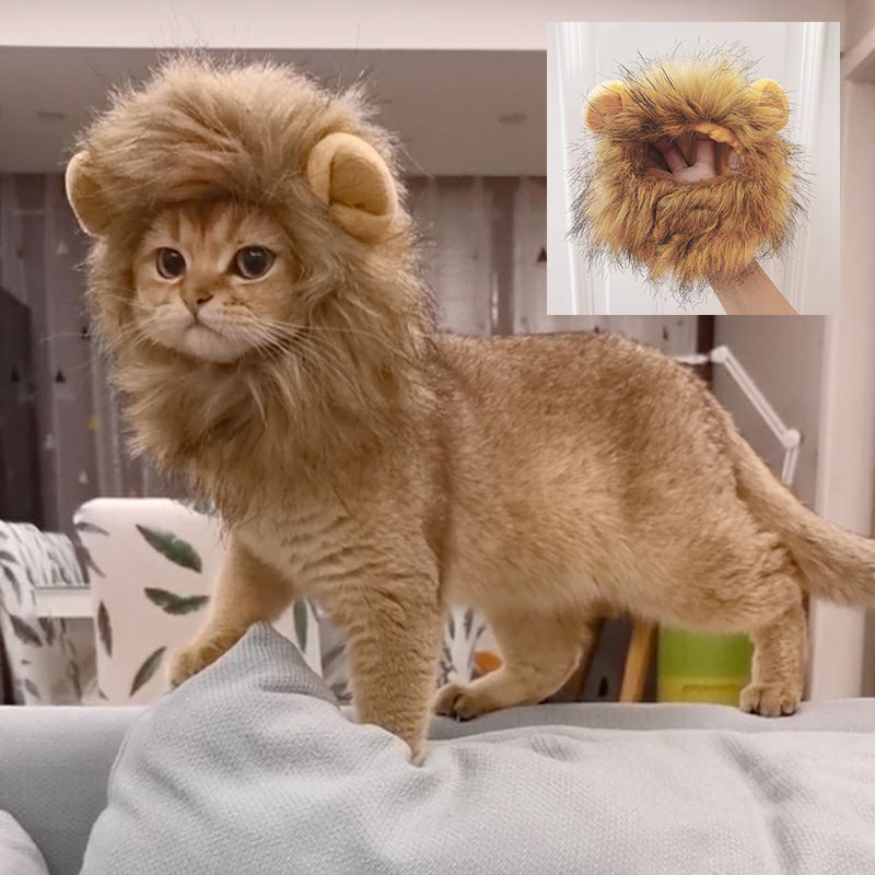 Cute Lion Mane Cat Wig Hat for Dogs and Cat Small Dog Pet Cat Decor Accessories Lion Wig Fancy Hair Cap Pet Supplies