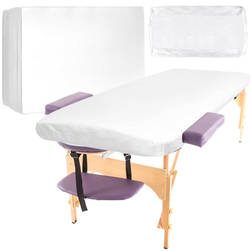Mixweer 30 Pcs 39" x 87" Disposable Massage Table Sheets Fitted Non Woven Spa Bed Cover Bed Sheets Breathable Not Oil Proof Massage Table Protective Cover for Beauty Salon Facial Body(White)