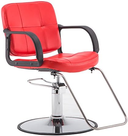 BarberPub Classic Hydraulic Leathern Barber Chair Salon Beauty Spa Styling Swivel Equipment 8837 (Red)