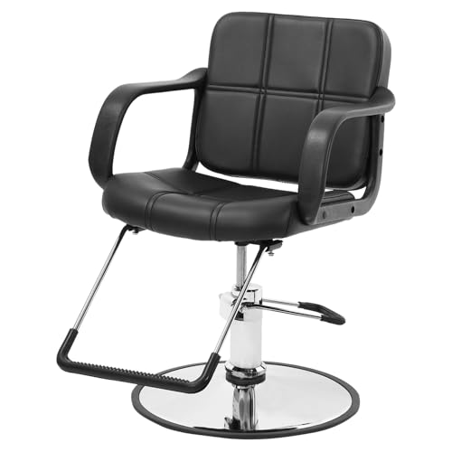 FDW Barber Chair,Hair Chair,Salon Chair for Hair Stylist,360 Degree Swivel Hydraulic Pump Professional Shampoo Salon Equipment and Cutting Barber Room Salon Chair, Black